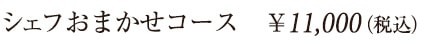 シェフのお任せコース　11000円税込
